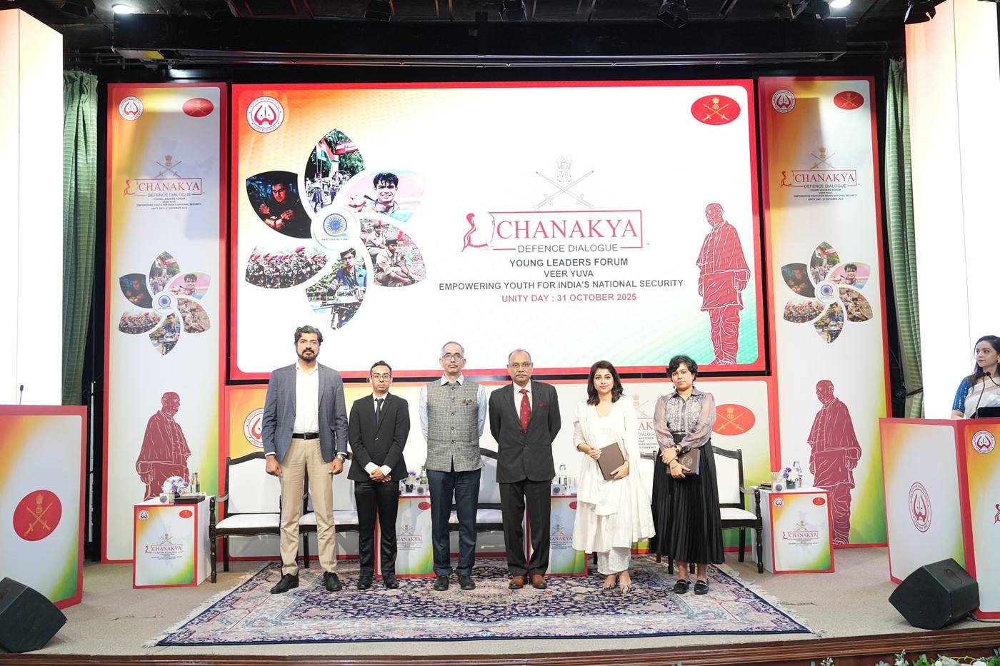 The panel on stage at the Chanakya Defence Dialogue Young Leaders Forum