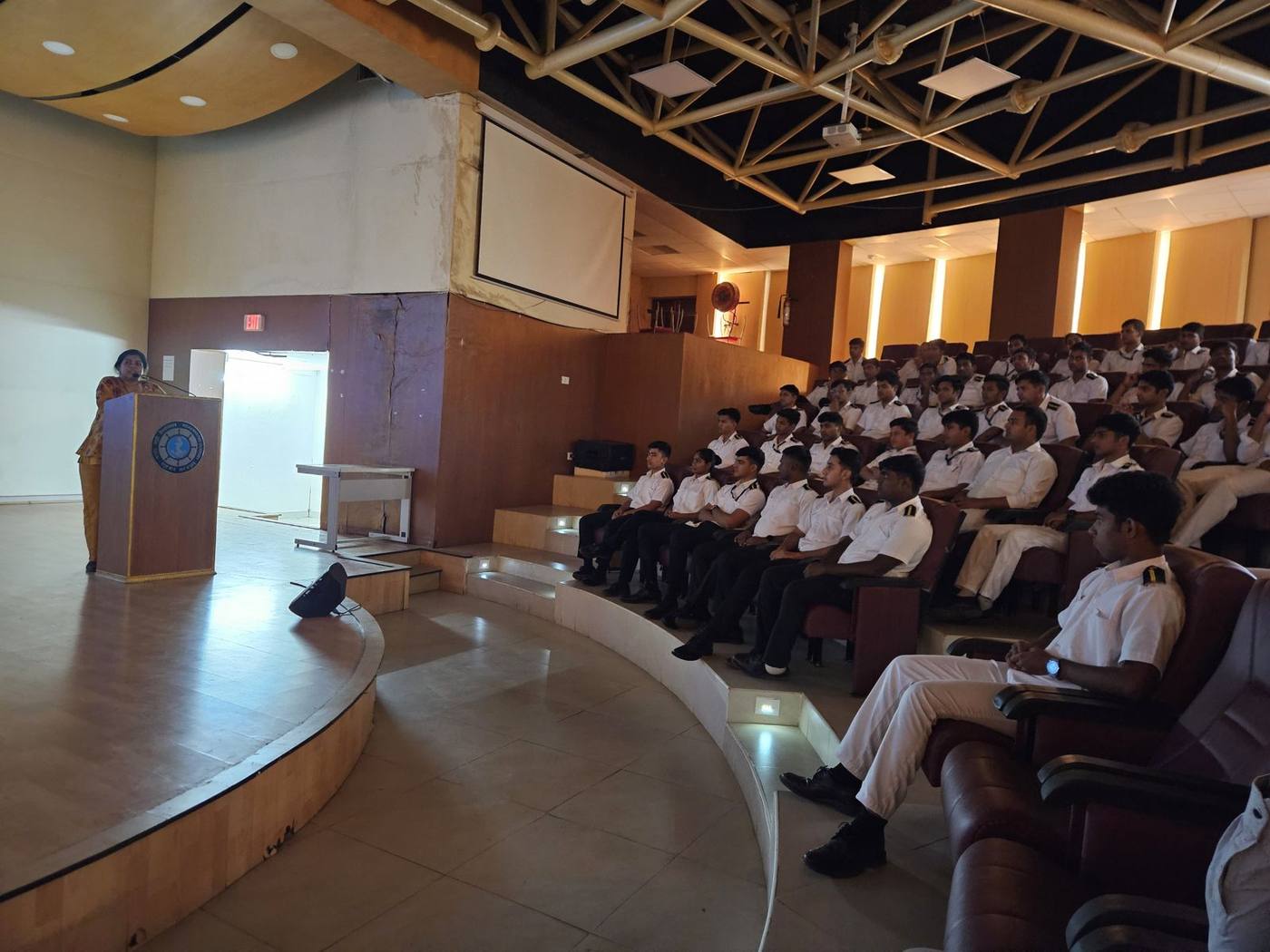 Sanjana Rathi addressing cadets at Indian Maritime University, Chennai