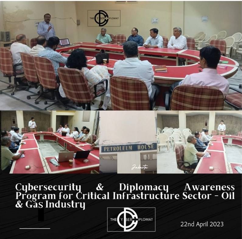 Event poster: Cybersecurity & Diplomacy Awareness Program for Critical Infrastructure Sector &ndash; Oil & Gas Industry, 22 April 2023