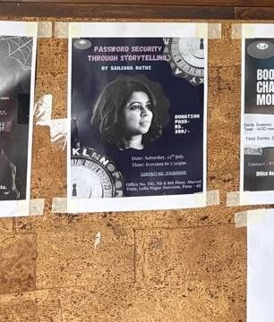 Event poster for Password Security Through Storytelling at RAAH, Pune