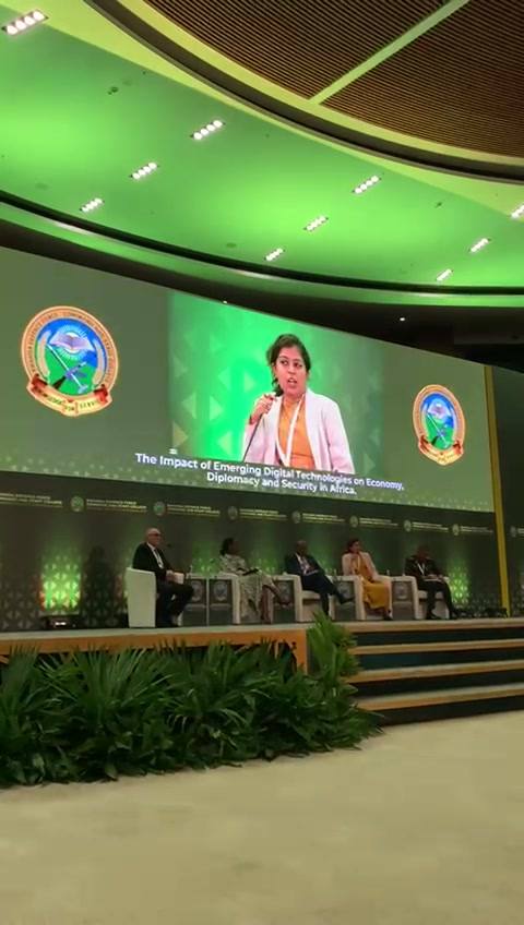 Sanjana Rathi on the panel at the National Security Symposium in Kigali