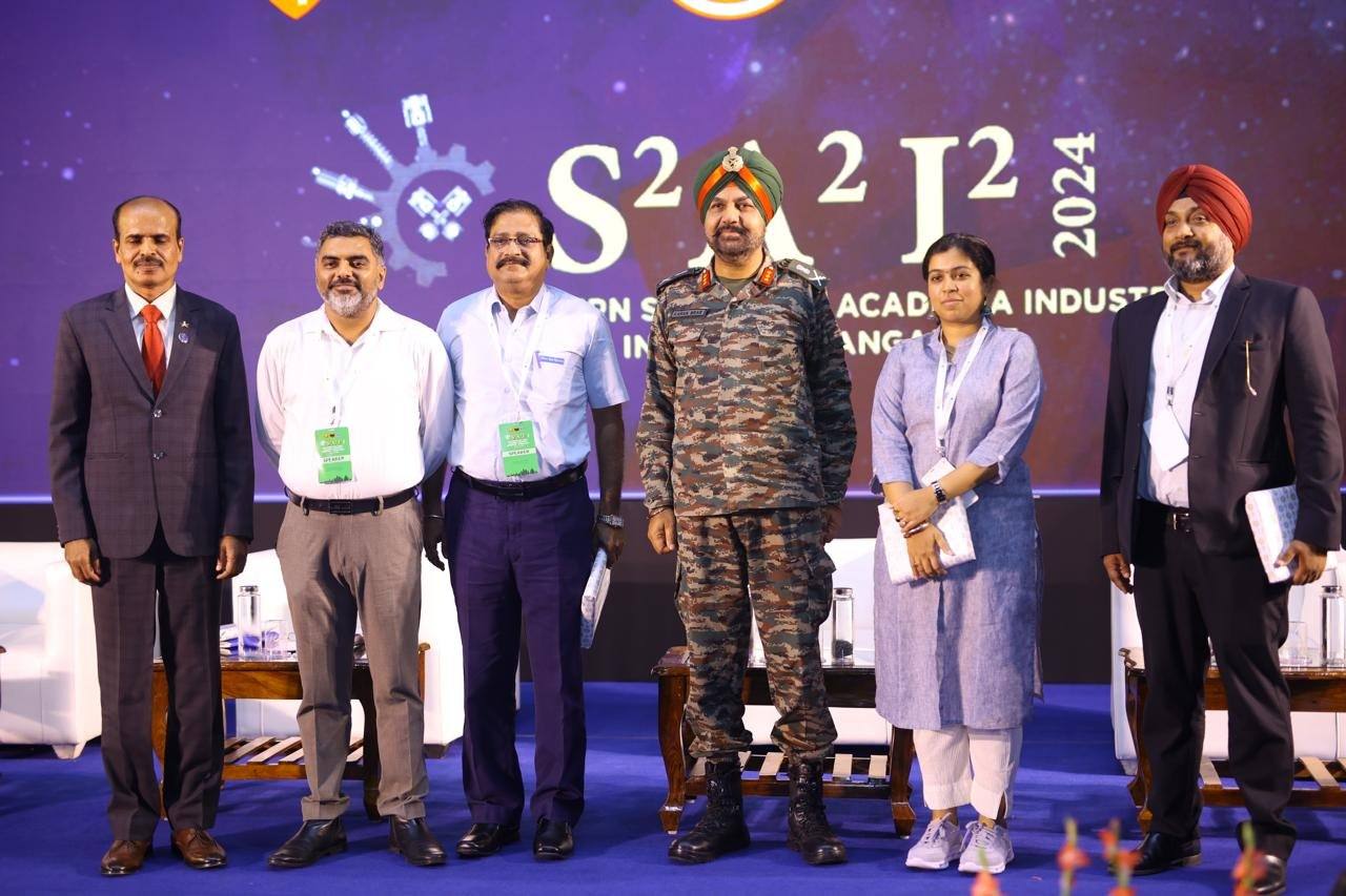 Panellists with a senior Army officer at S2A2I2 2024