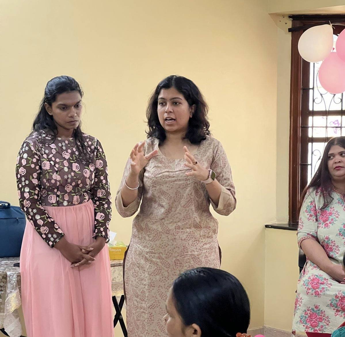 Sanjana Rathi addressing parents during the Women's Day session